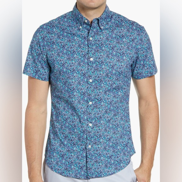 BONOBOS Slim Fit Short Sleeve Button-Up Shirt Size Large - Picture 3 of 6